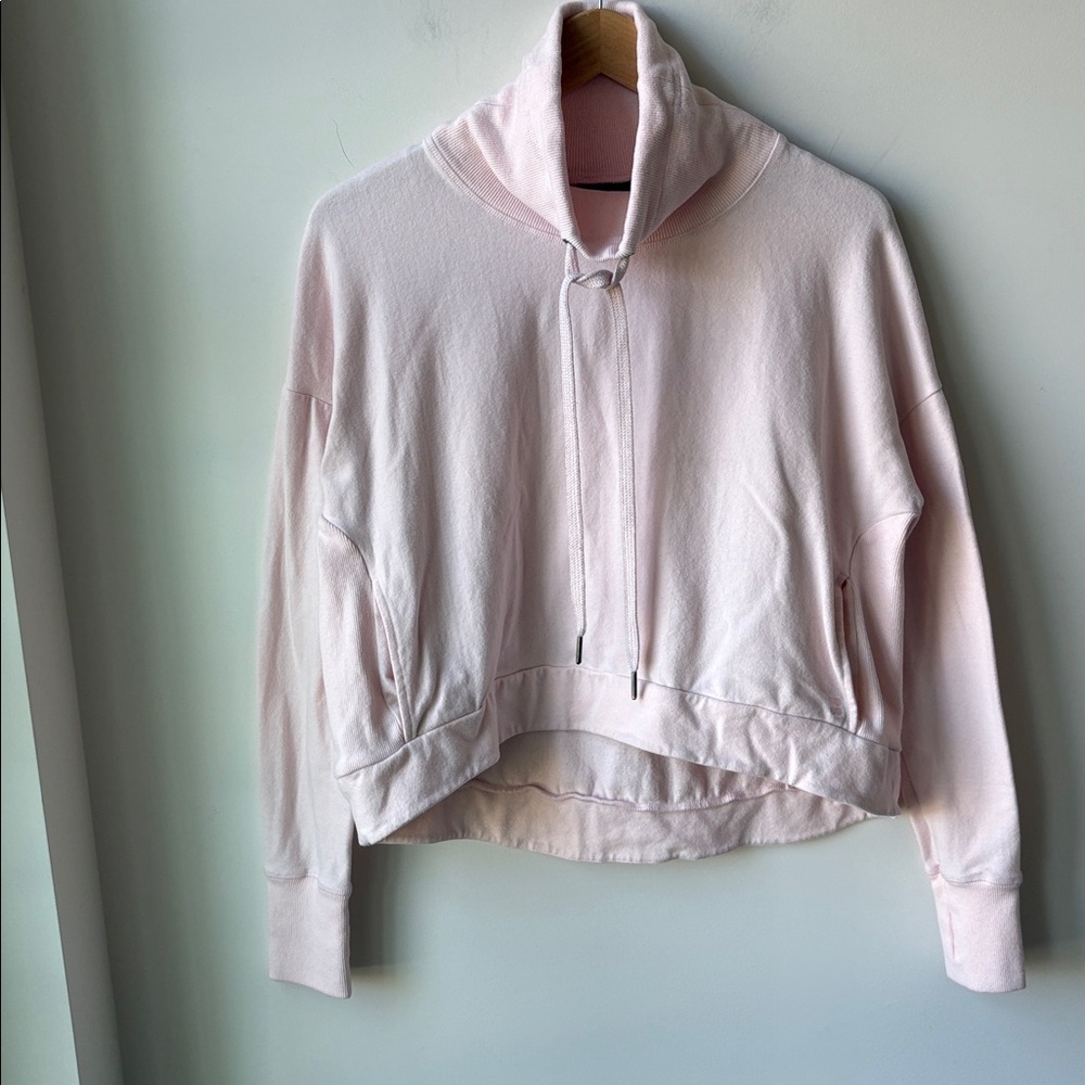 Sweaty Betty Harmonise Luxe Fleece Sweatshirt in Pink Pockets Funnel Neck Size 6